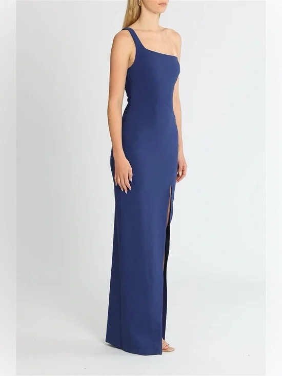 Likely - Dark Blue Camden One Shoulder Gown